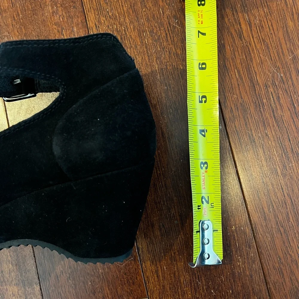 KHRIO Black Suede Leather Mary Jane Wedge Shoes‎ Feminine Date Night Classic 41